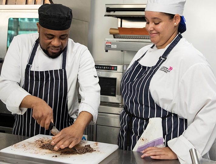 Students working in the kicthen at the student led restaurant BR6