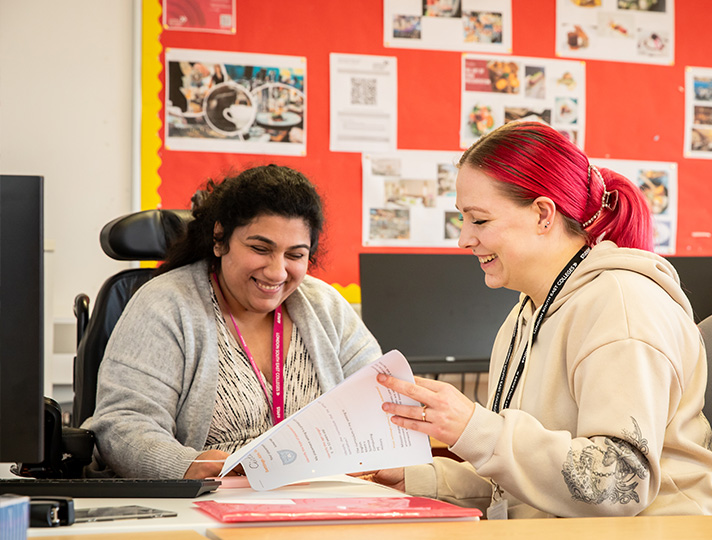 Students working in the university center