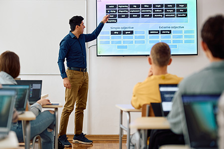 Teacher teaching students in classroom